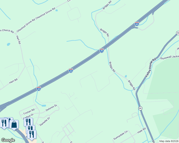 map of restaurants, bars, coffee shops, grocery stores, and more near 205 Vista View Court in Dandridge