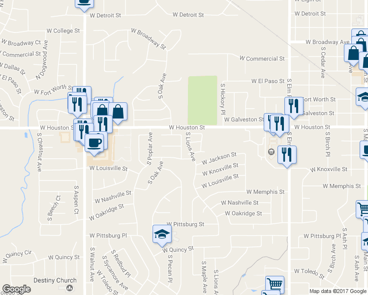 map of restaurants, bars, coffee shops, grocery stores, and more near 901 South Narcissus Avenue in Broken Arrow