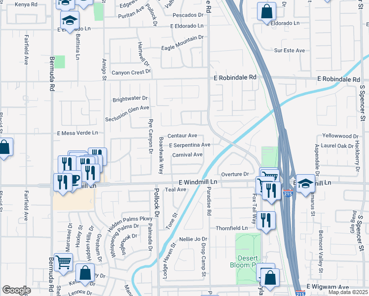 map of restaurants, bars, coffee shops, grocery stores, and more near 899 East Serpentina Avenue in Las Vegas