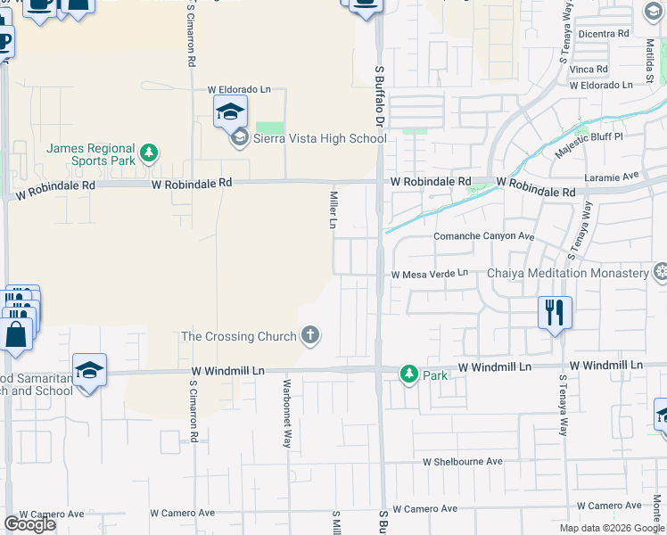 map of restaurants, bars, coffee shops, grocery stores, and more near 7890 South Miller Lane in Las Vegas