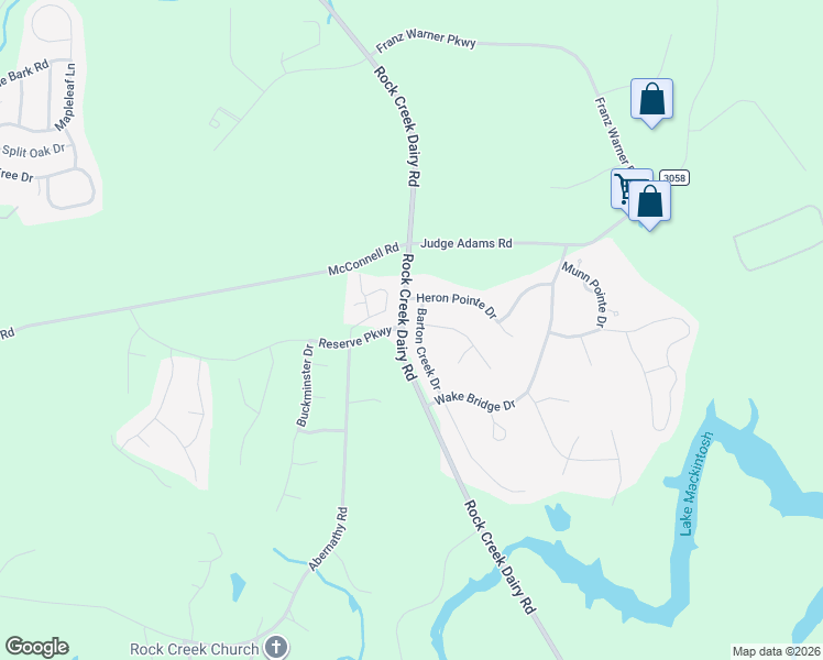 map of restaurants, bars, coffee shops, grocery stores, and more near 6606 Barton Creek Drive in Whitsett
