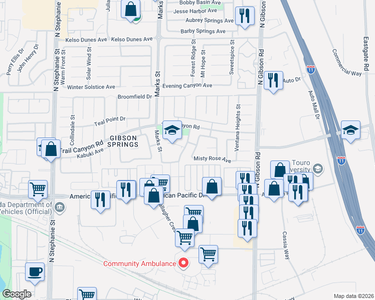 map of restaurants, bars, coffee shops, grocery stores, and more near 236 Bailey Island Dr in Henderson