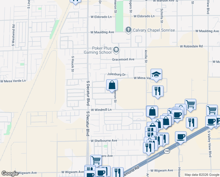 map of restaurants, bars, coffee shops, grocery stores, and more near 7965 Marble City Court in Las Vegas