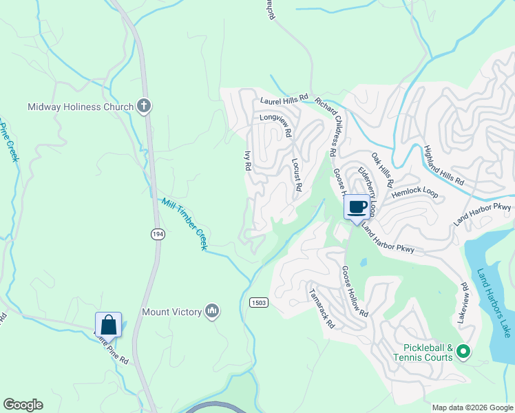 map of restaurants, bars, coffee shops, grocery stores, and more near 675 Locust Road in Newland