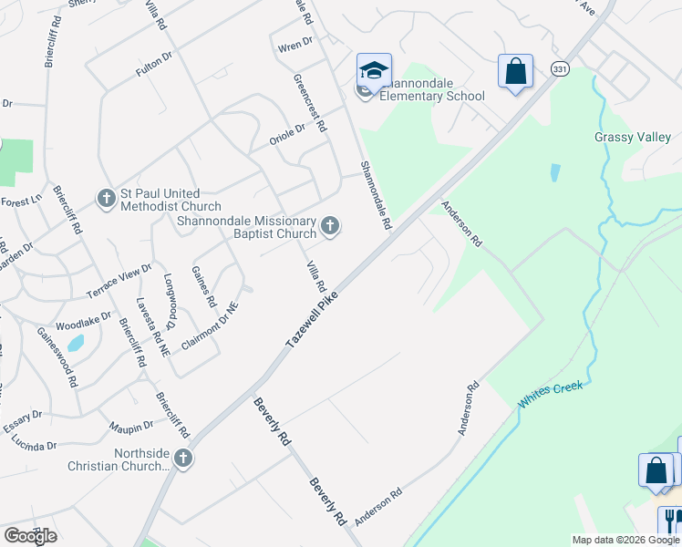 map of restaurants, bars, coffee shops, grocery stores, and more near 4409 Tazewell Pike in Knoxville
