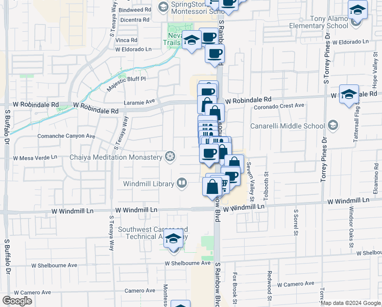 map of restaurants, bars, coffee shops, grocery stores, and more near 7012 Bodega Point Court in Las Vegas