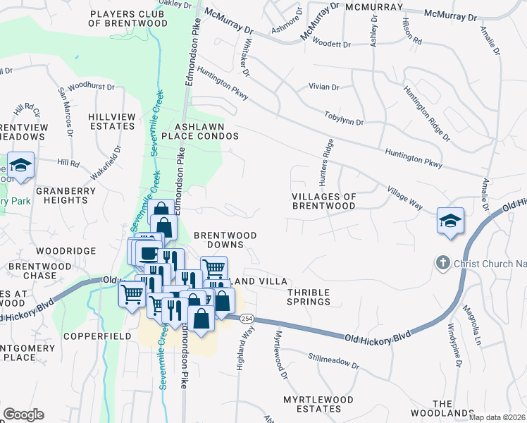 map of restaurants, bars, coffee shops, grocery stores, and more near 4844 Bevendean Drive in Nashville