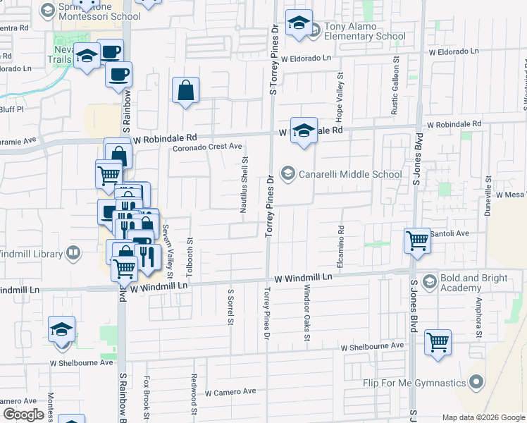 map of restaurants, bars, coffee shops, grocery stores, and more near 7916 Enchanted Pool Street in Las Vegas