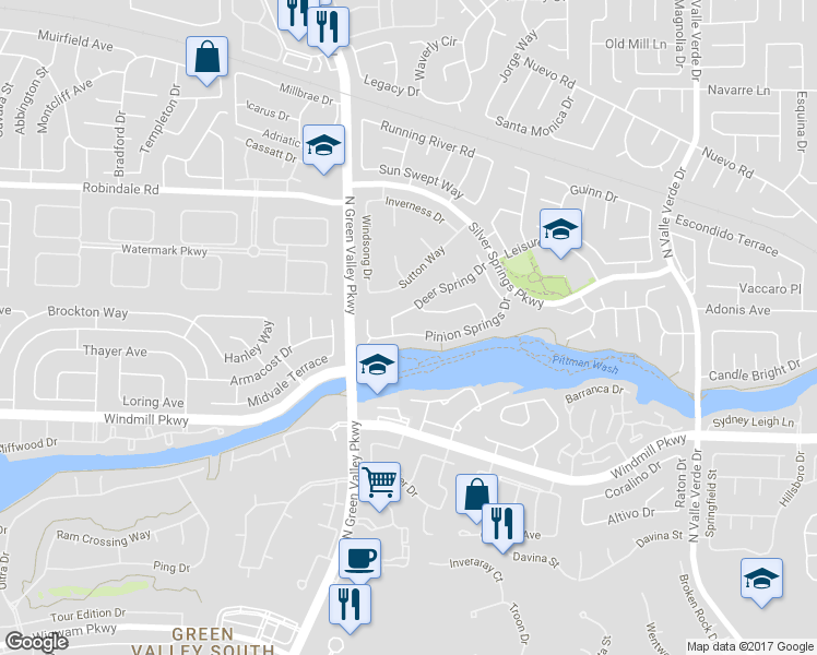 map of restaurants, bars, coffee shops, grocery stores, and more near 2046 Pinion Springs Drive in Henderson