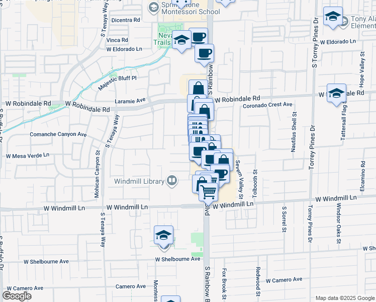map of restaurants, bars, coffee shops, grocery stores, and more near 6980 Bodega Point Court in Las Vegas