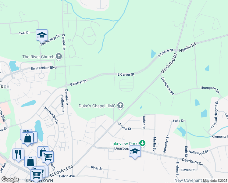 map of restaurants, bars, coffee shops, grocery stores, and more near 3739 Cub Creek Road in Durham