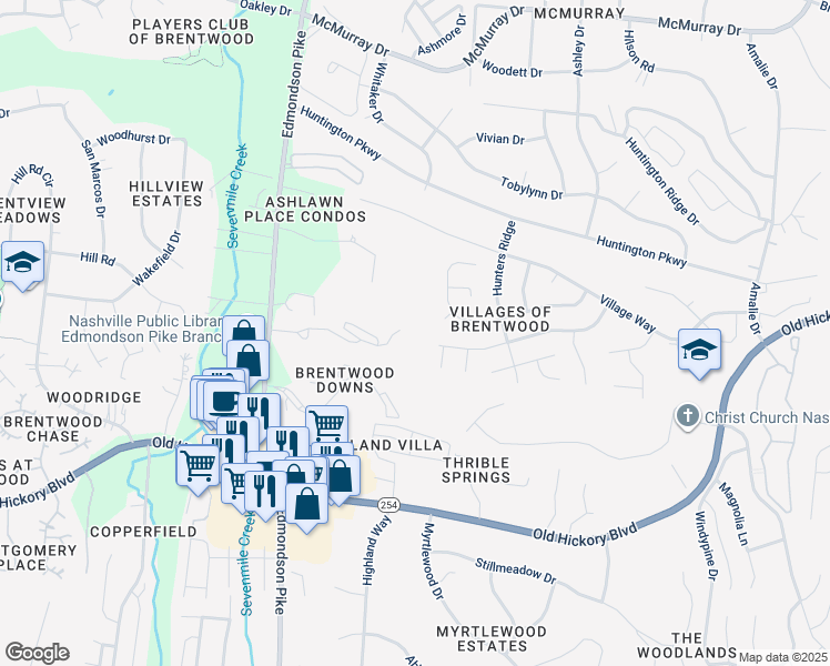 map of restaurants, bars, coffee shops, grocery stores, and more near 4844 Bevendean Drive in Nashville