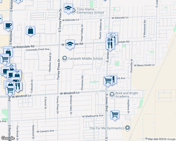 map of restaurants, bars, coffee shops, grocery stores, and more near 6251 Tuckaway Cove Avenue in Las Vegas