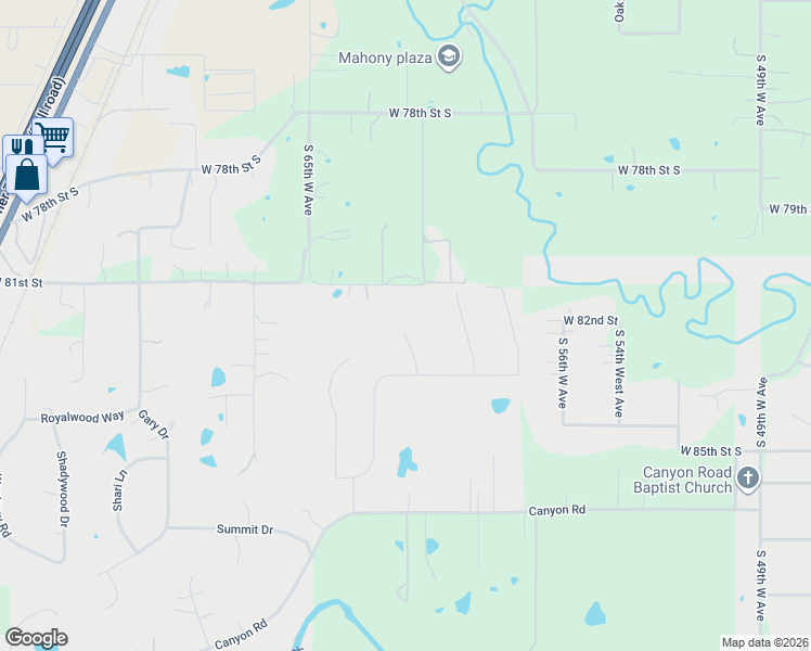 map of restaurants, bars, coffee shops, grocery stores, and more near 8109 Glenside Lane in Tulsa