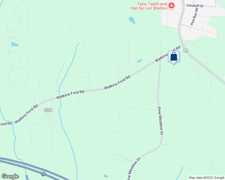 map of restaurants, bars, coffee shops, grocery stores, and more near 7580 Watkins Ford Road in Kernersville