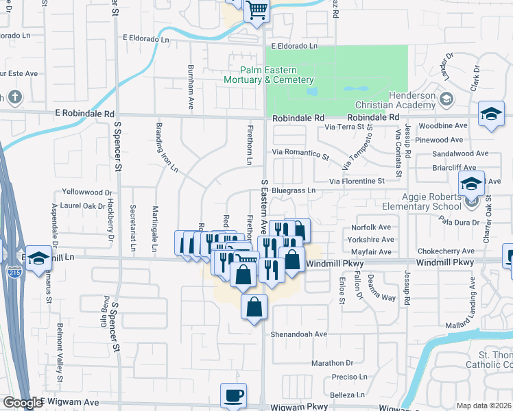 map of restaurants, bars, coffee shops, grocery stores, and more near 7942 Firethorn Lane in Las Vegas