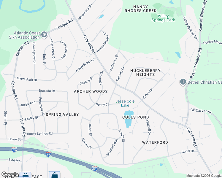 map of restaurants, bars, coffee shops, grocery stores, and more near 924 Clarion Drive in Durham