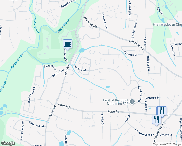 map of restaurants, bars, coffee shops, grocery stores, and more near 2000 Swaim Road in Winston-Salem