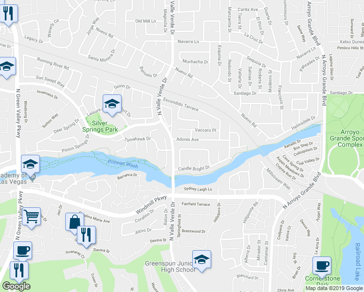 map of restaurants, bars, coffee shops, grocery stores, and more near 1844 Dawn Ridge Avenue in Henderson