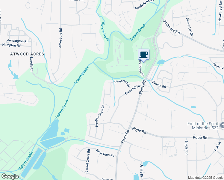 map of restaurants, bars, coffee shops, grocery stores, and more near 3745 Poplar Valley Lane in Winston-Salem