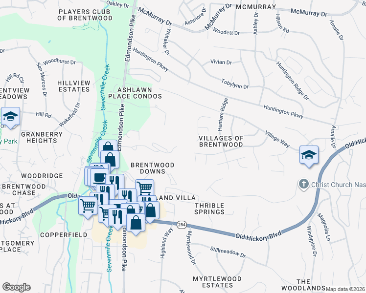 map of restaurants, bars, coffee shops, grocery stores, and more near 4844 Bevendean Drive in Nashville