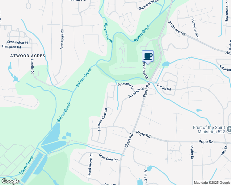 map of restaurants, bars, coffee shops, grocery stores, and more near 3745 Poplar Valley Lane in Winston-Salem