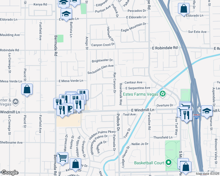 map of restaurants, bars, coffee shops, grocery stores, and more near 772 Cornish Court in Las Vegas