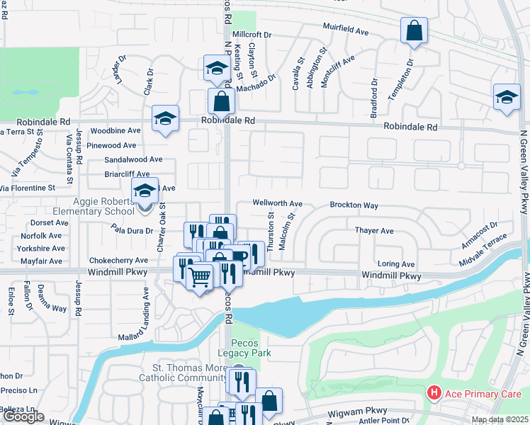 map of restaurants, bars, coffee shops, grocery stores, and more near 2528 Carmona Circle in Henderson