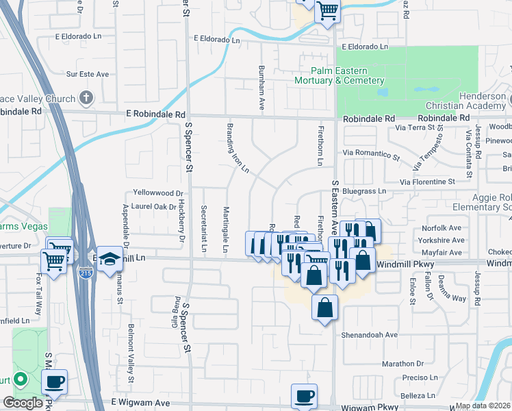 map of restaurants, bars, coffee shops, grocery stores, and more near 7958 Wishing Well Road in Las Vegas