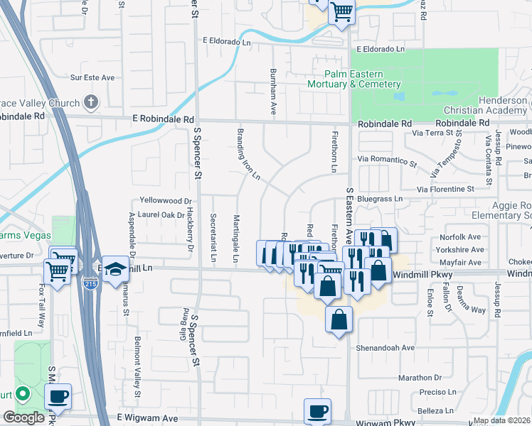 map of restaurants, bars, coffee shops, grocery stores, and more near 7958 Wishing Well Road in Las Vegas