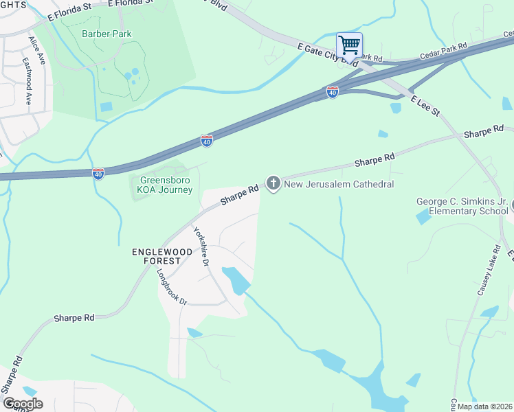 map of restaurants, bars, coffee shops, grocery stores, and more near 2517 Glen Burnie Drive in Greensboro