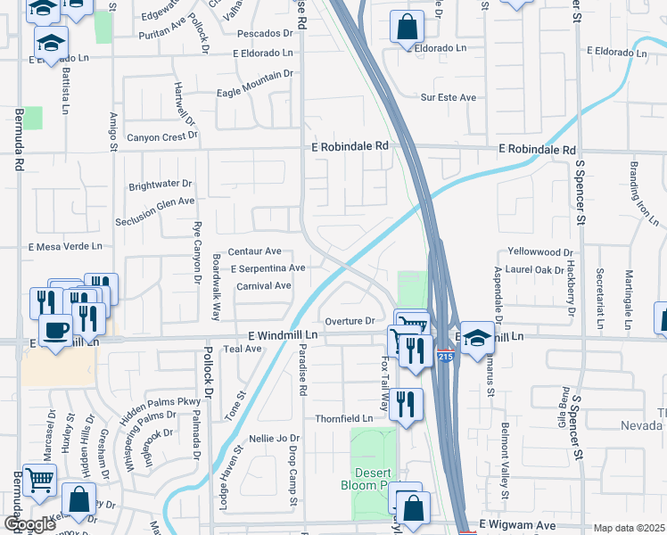map of restaurants, bars, coffee shops, grocery stores, and more near 1080 East Serpentina Avenue in Las Vegas