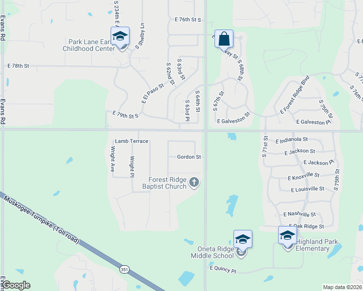 map of restaurants, bars, coffee shops, grocery stores, and more near 23930 Lamb Terrace in Broken Arrow