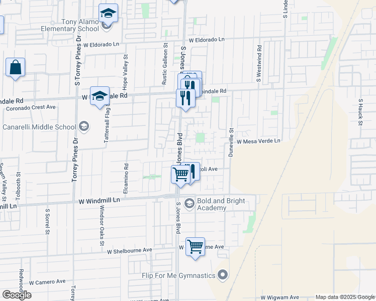 map of restaurants, bars, coffee shops, grocery stores, and more near 6056 Clear Sail Court in Las Vegas