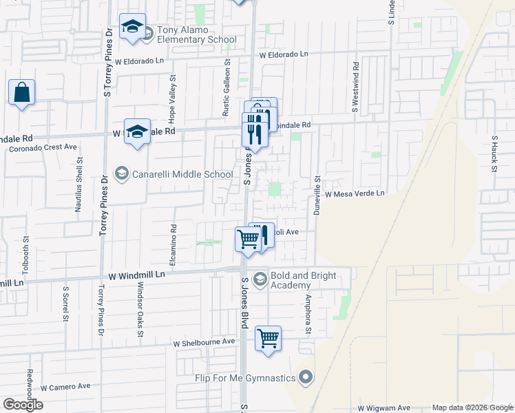 map of restaurants, bars, coffee shops, grocery stores, and more near 6056 Clear Sail Court in Las Vegas
