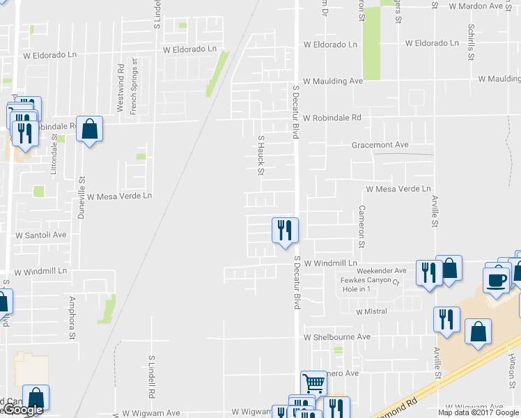 map of restaurants, bars, coffee shops, grocery stores, and more near 5045 Aesop Avenue in Las Vegas