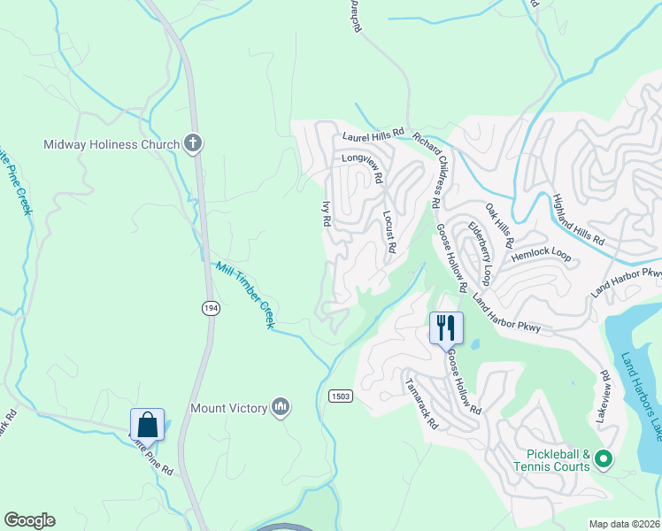 map of restaurants, bars, coffee shops, grocery stores, and more near 675 Locust Road in Newland