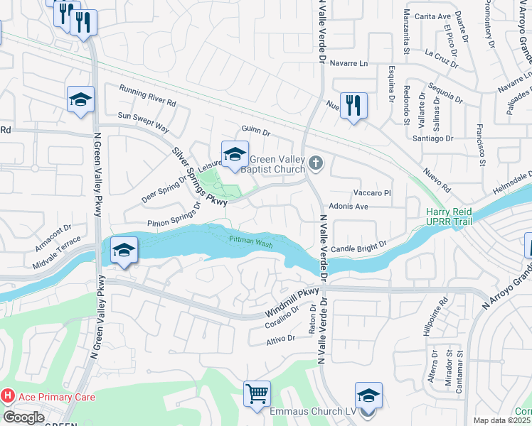 map of restaurants, bars, coffee shops, grocery stores, and more near 237 Geronimo Court in Henderson