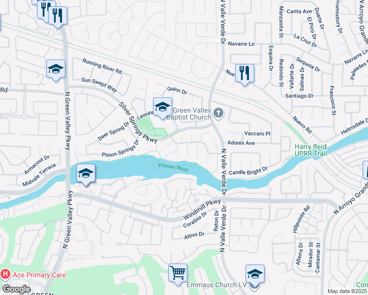 map of restaurants, bars, coffee shops, grocery stores, and more near 237 Geronimo Court in Henderson