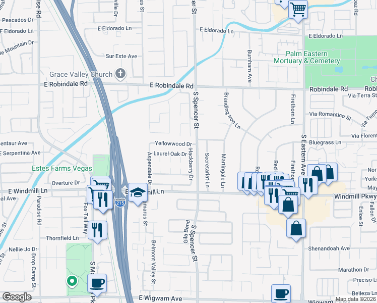 map of restaurants, bars, coffee shops, grocery stores, and more near 1778 Laurel Oak Drive in Las Vegas