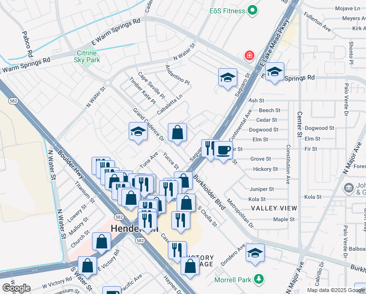 map of restaurants, bars, coffee shops, grocery stores, and more near 451 East Lake Mead Parkway in Henderson
