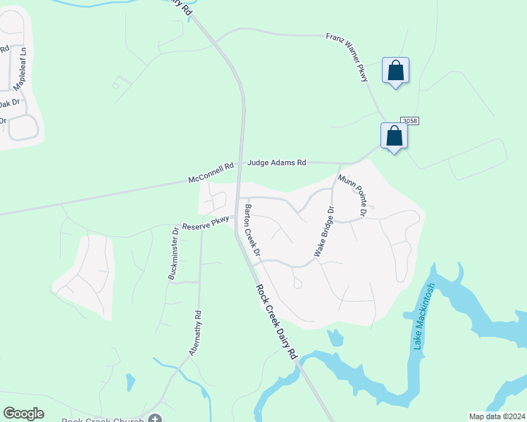 map of restaurants, bars, coffee shops, grocery stores, and more near 6607 Barton Creek Court in Whitsett