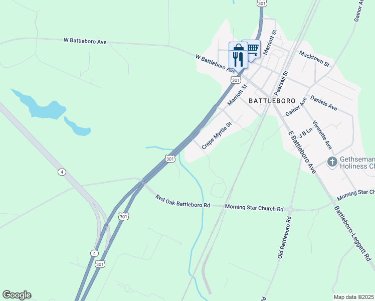 map of restaurants, bars, coffee shops, grocery stores, and more near 4751 Hathaway Street in Rocky Mount