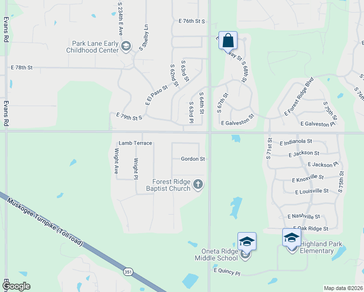 map of restaurants, bars, coffee shops, grocery stores, and more near 23930 Lamb Terrace in Broken Arrow