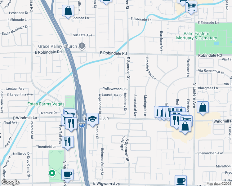 map of restaurants, bars, coffee shops, grocery stores, and more near 1698 Laurel Oak Drive in Las Vegas