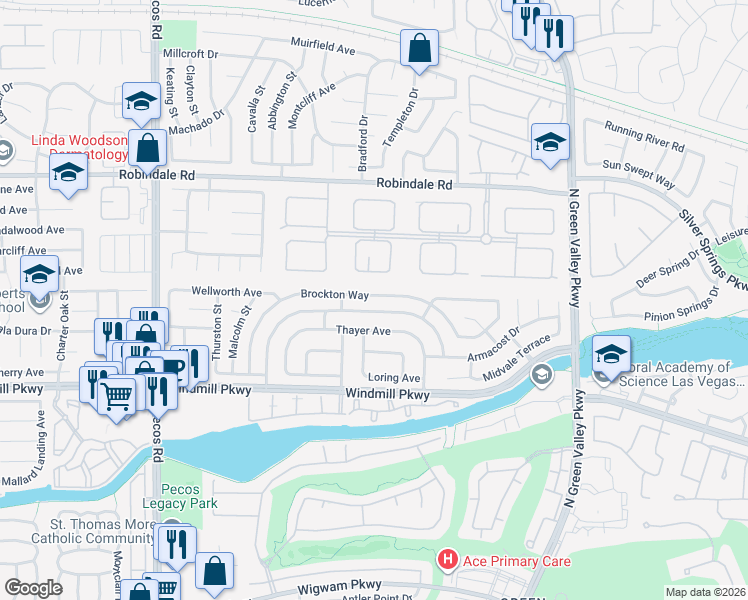 map of restaurants, bars, coffee shops, grocery stores, and more near 2346 Tilden Way in Henderson