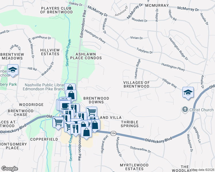 map of restaurants, bars, coffee shops, grocery stores, and more near 4844 Bevendean Drive in Nashville
