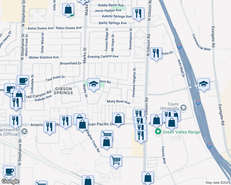 map of restaurants, bars, coffee shops, grocery stores, and more near 1036 Chaplet Court in Henderson