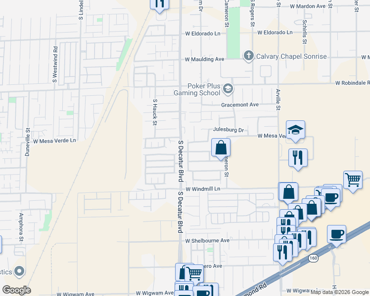 map of restaurants, bars, coffee shops, grocery stores, and more near 7949 Long Beach Street in Las Vegas
