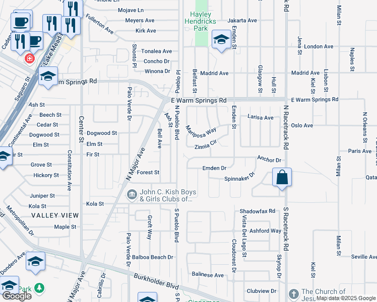 map of restaurants, bars, coffee shops, grocery stores, and more near 774 Skipjack Drive in Henderson